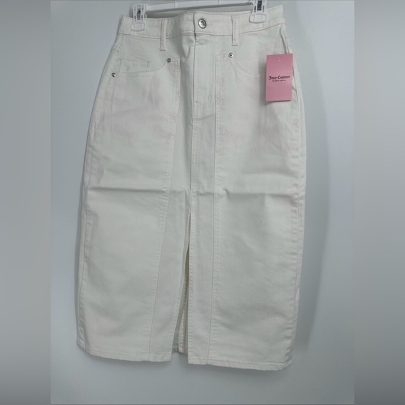 NWT Juicy Couture White Midi Skirt With Front Slit Sz 29 - Picture 1 of 4